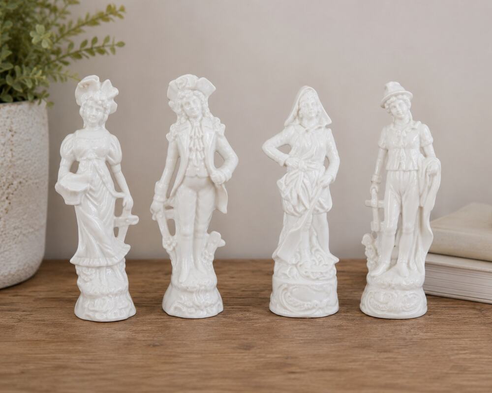 Vintage Blanc de Chine Colonial Porcelain Figurines Set of 4